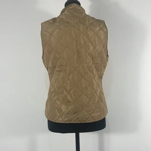 Louise Paris, Medium, Quilted, Tan Vest, Gold accents, winter, fall - Picture 3 of 10